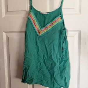 stradivarius Teal V-Neck Embroidered Cami